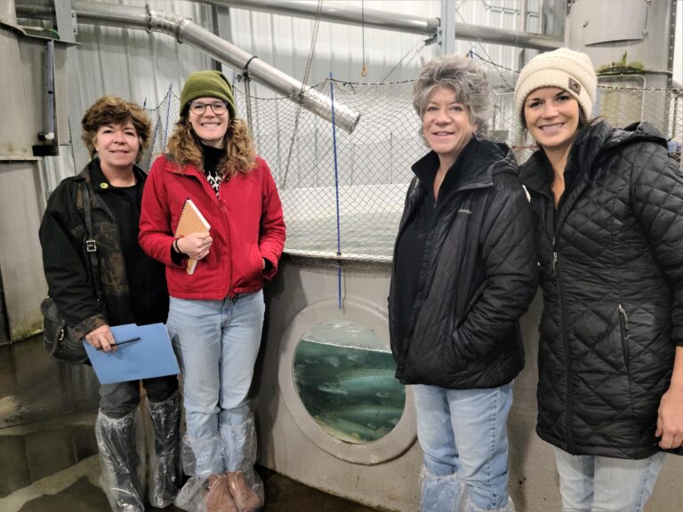 Sharon Moen, Jenna Mertz, Marie Zhuikov and Emma Hauser on their tour of Superior Fresh. Image credit: Kyle Woolever, Superior Fresh