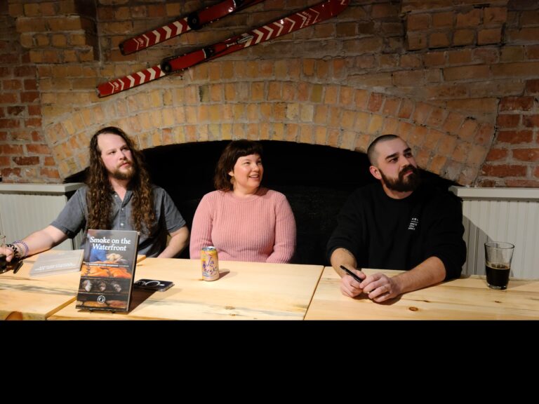 Cookbook authors Ned Netzel, Mary Tennis and Nic Peloquin at the cookbook launch event at the Northern Waters Smokehaus. Image credit: Marie Zhuikov, Wisconsin Sea Grant