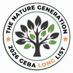 Badge to indicate that the book is on the Nature Generation 2026 Green Earth Book Award Long List!